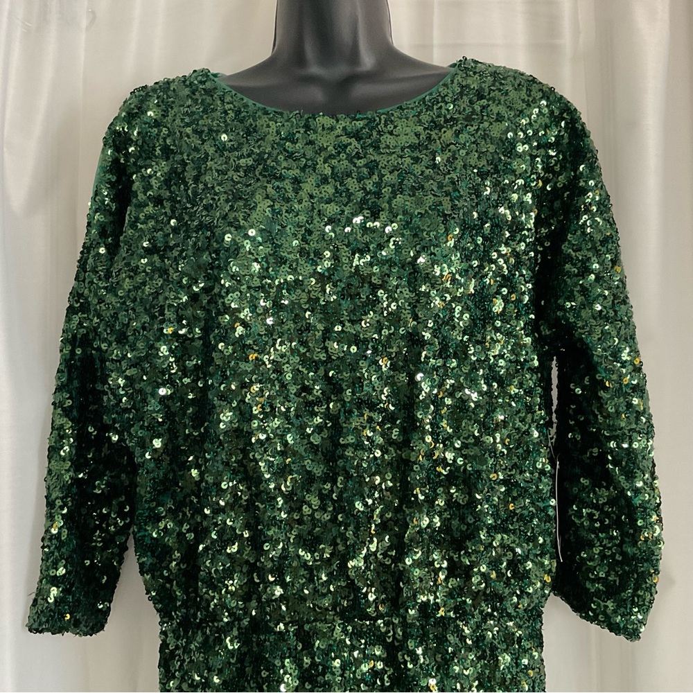 NWT Boston Proper Dress 8 Green Sequins Blouson PROM